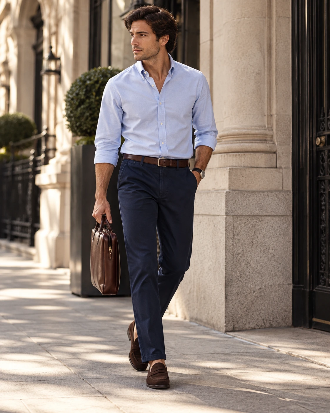 Pantalón Chino Azul navy, look completo