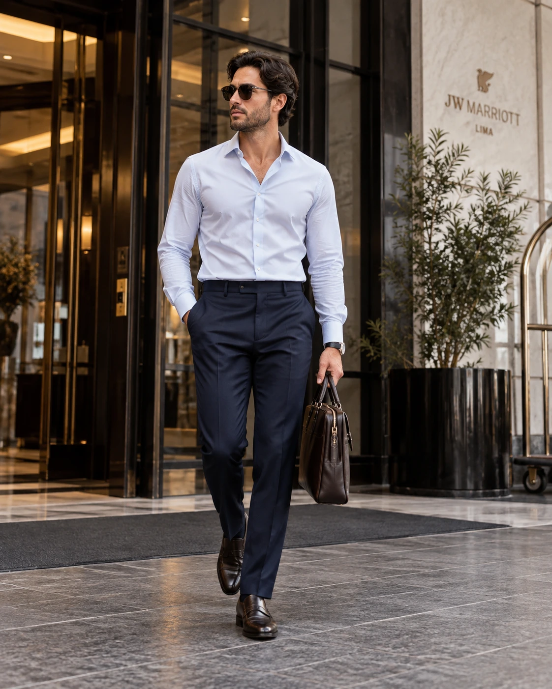 Pantalón de Vestir Azul navy, look completo
