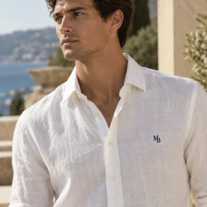 Camisa de Lino — Blanco · MB Navy