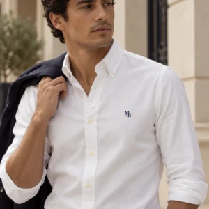 Camisa Oxford — Blanco · MB Navy