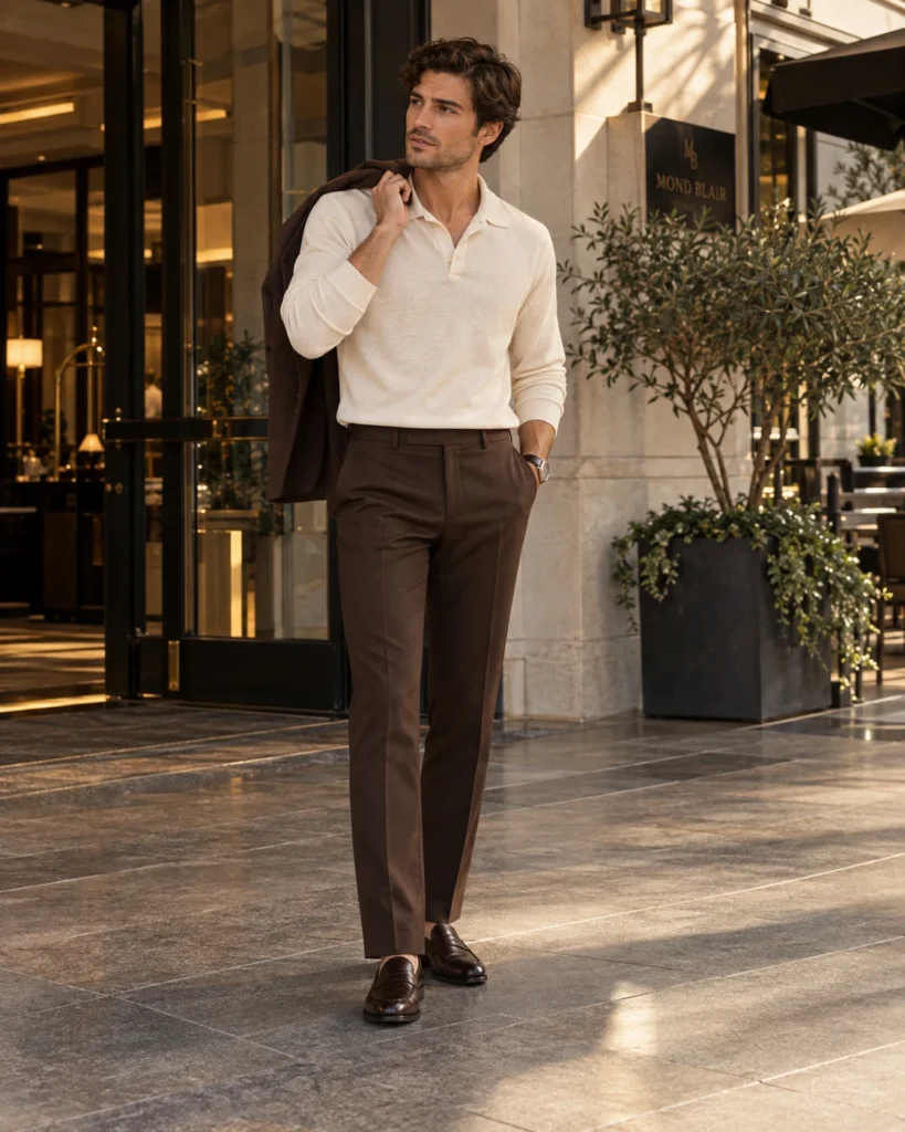 Pantalón de Vestir — Marrón espresso — vista completa