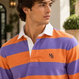 Polo Piqué Manga Larga — Naranja / Violeta
