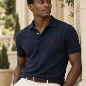 Polo Piqué — Navy · MB Rojo