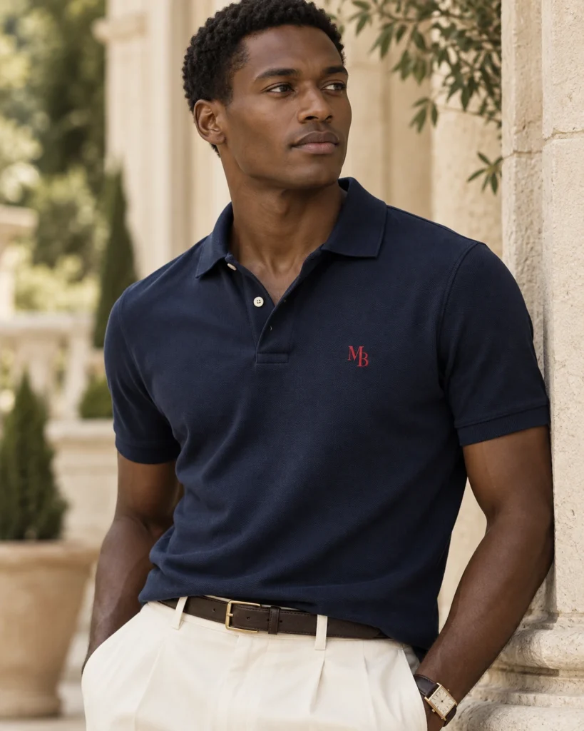 Polo Piqué — Navy · MB Rojo — detalle