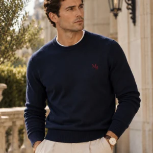 Suéter Cuello Redondo — Azul navy · MB Rojo