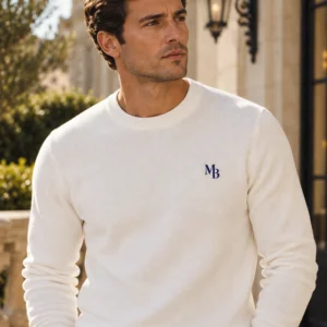 Suéter Cuello Redondo — Blanco · MB Navy